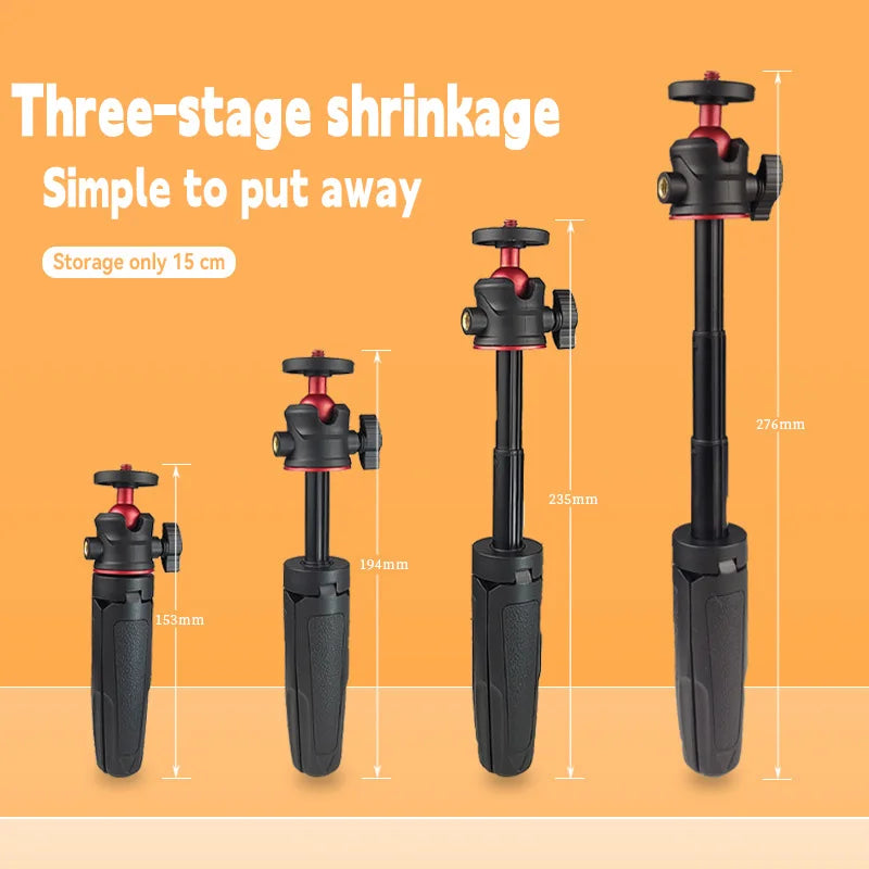 MT-08 Foldable Mini Tripod Cold Shoe Ball Head Selfie Stick Mini Camera Tripod HIP