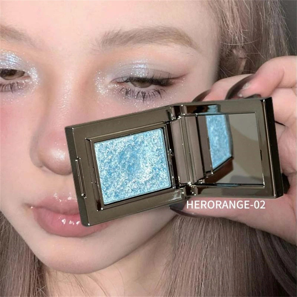 Metallic Glitter Eyeshadow Cream Sparkling Mousse Shimmer Highlighter Pressed Pigments Punk Purple Pearlescent Eyeshadow Palette HIP 02