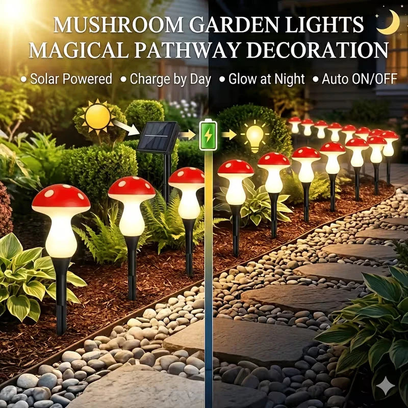 LED Solar Mushroom Garden Lights – Waterproof Pathway Decor Solar Garden Lights HIP