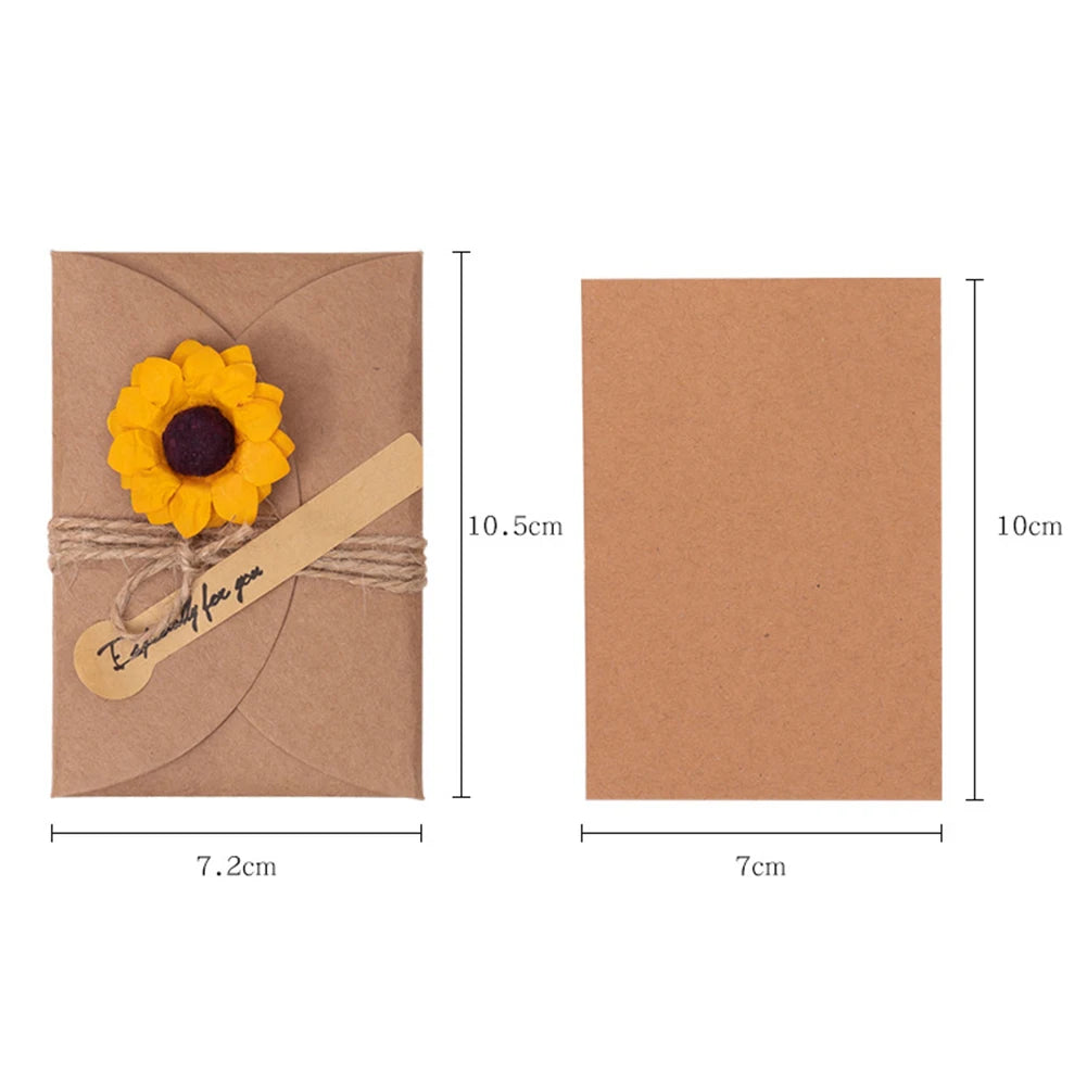 DIY Vintage Kraft Paper Greeting Card DIY Handmade Flower Wish Card Thank You Card Blessing Card Party Invitation Card HIP
