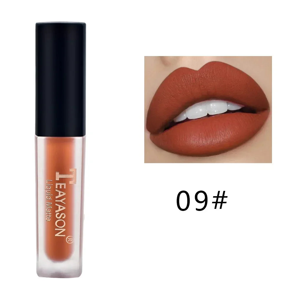 1pc Women's Fashion Liquid Matte Lipstick Velvet Lipgloss Nude Makeup Matte Velvet Natural Moisturizer Lip Glosses HIP 09