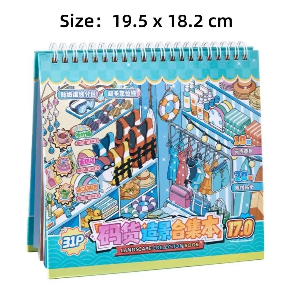 3D Shop Scene Sticker Book – 10 Miniature Scenes | PET 3D Scene Sticker Book HIP