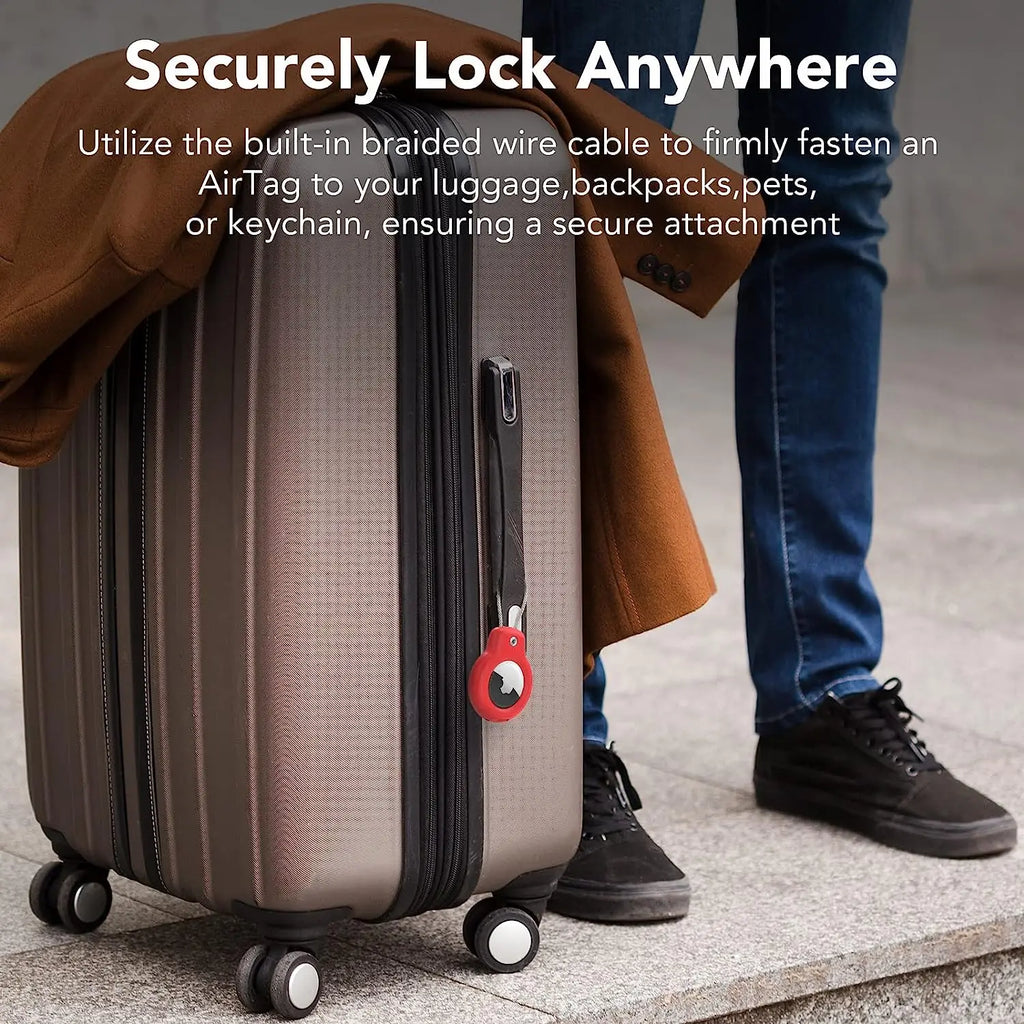 Apple AirTag Safety Lock Case with Wire Rope Keychain AirTag Security Case HIP