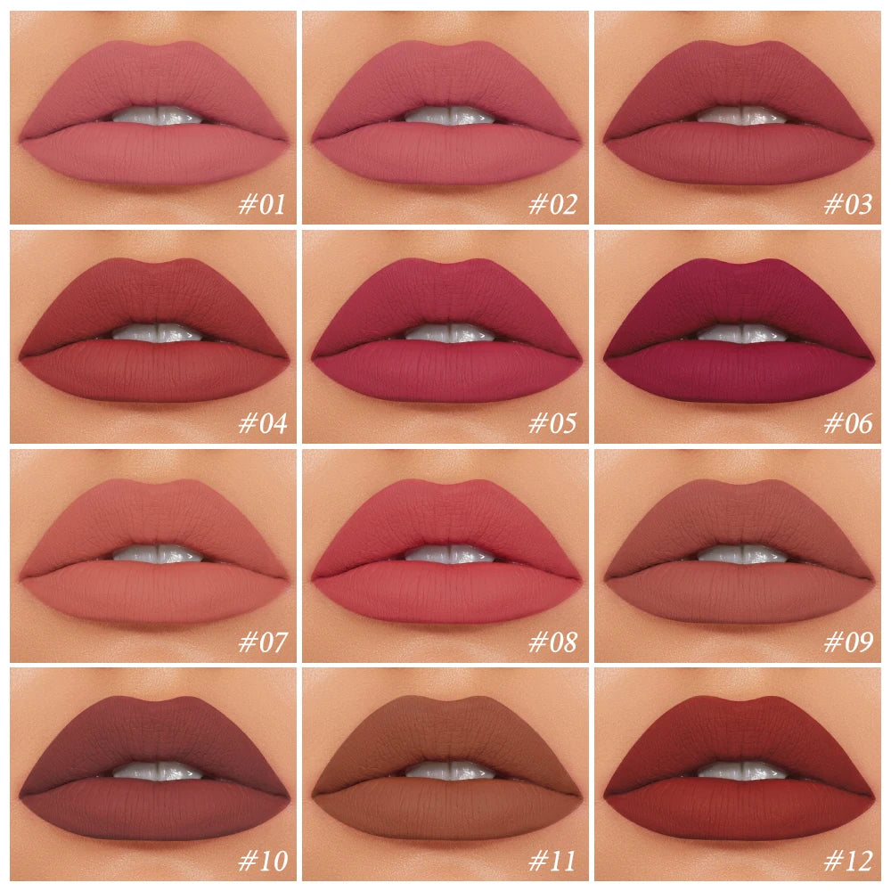 O.TWO.O Velvet Matte Liquid Lipstick – 12 Shades, Waterproof Matte Liquid Lipstick HIP