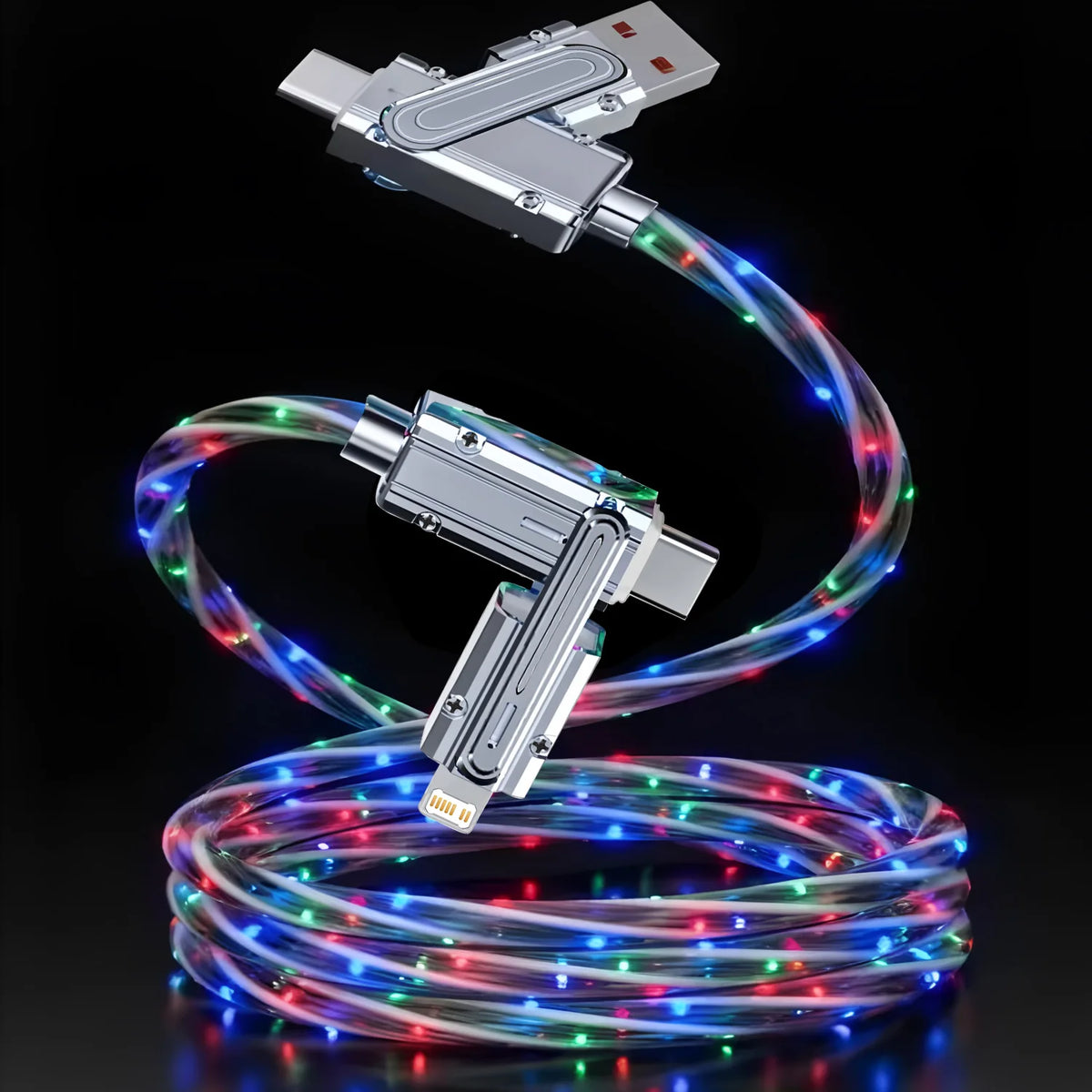 Glowing LED 4-in-1 USB-C Fast Charging & Data Cable LED Charging Cable HIP