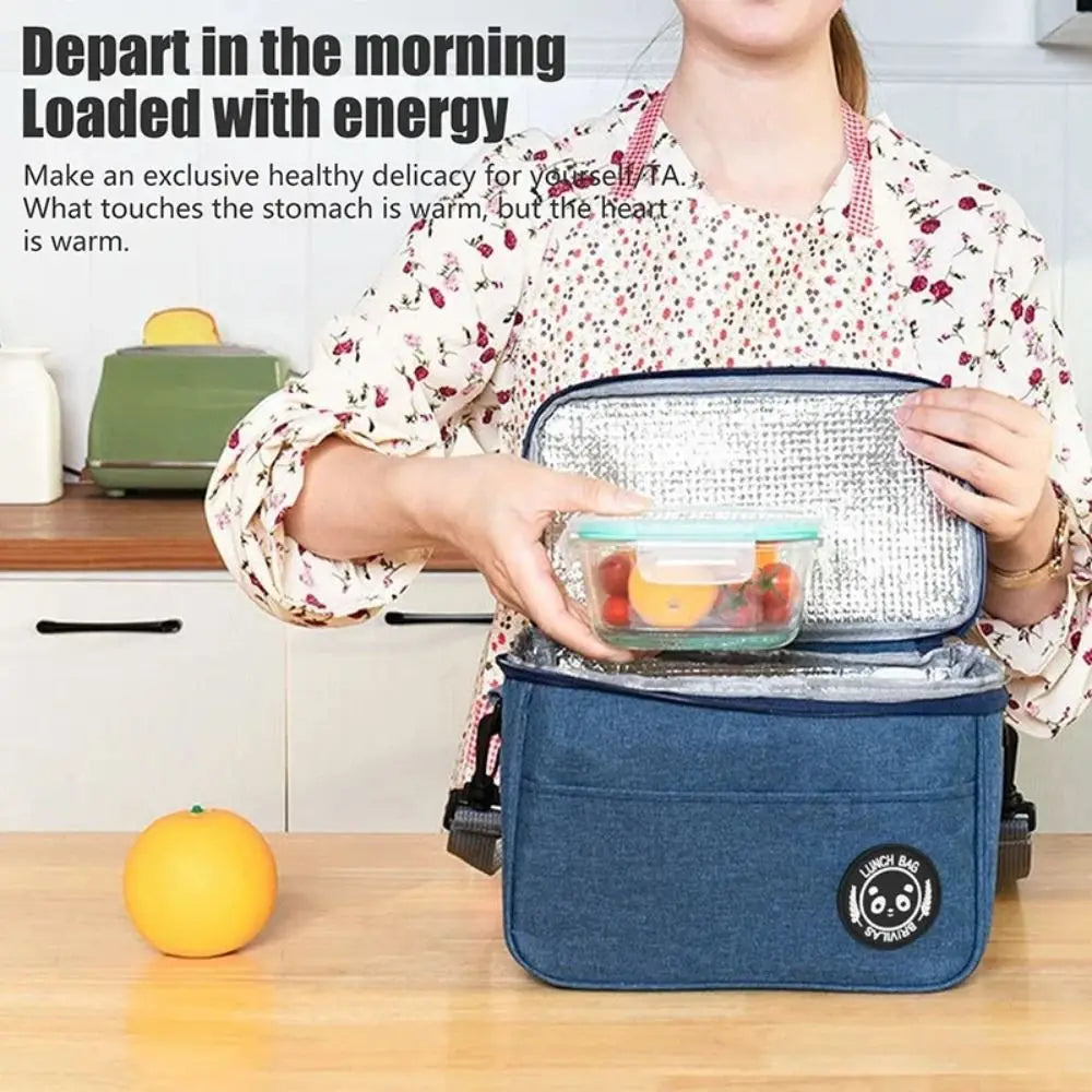 Large Insulated Lunch Bag Double Layer Oxford Cloth & Strap Insulated Lunch Bag HIP