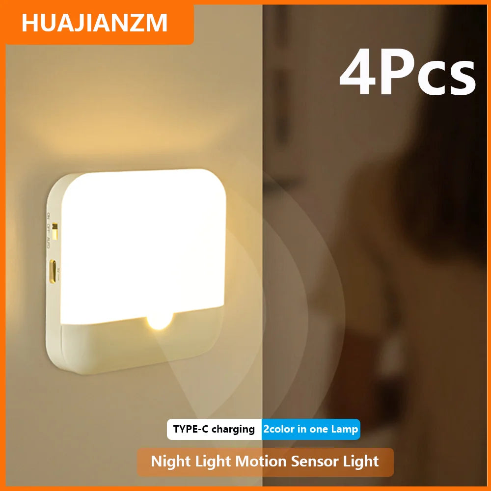Motion Sensor LED Night Light – USB-C Rechargeable Square Lamp Motion Sensor Night Light HIP
