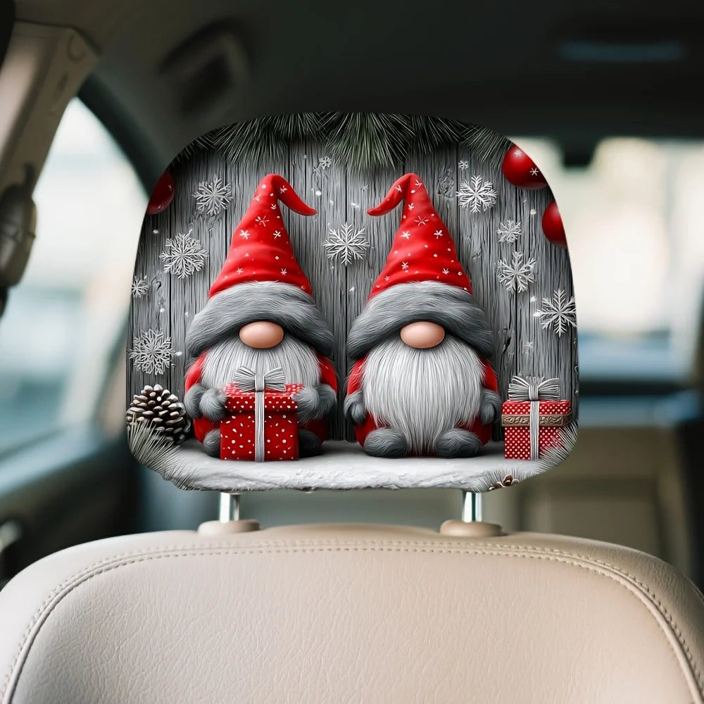 Christmas Gnome Car Headrest Covers – Set of 2 | Festive Car Headrest Covers HIP