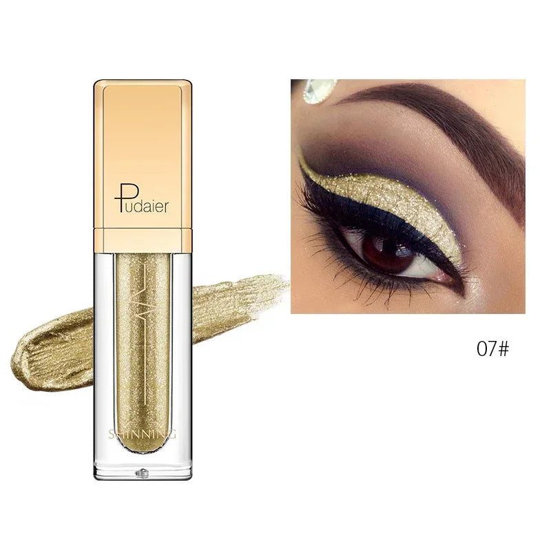 New Make Up Liquid Eyeshadow Waterproof Glitter Pigments Purple Gold Metalic Women Beauty Gel Eye Shadow Cream 18 Colors Makeup HIP 07