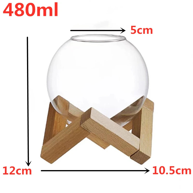 480ml Spherical Cocktail Glass with Wood Stand | Bar Glassware Cocktail Glass HIP