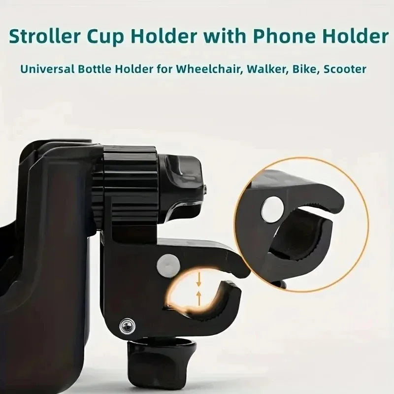 360° Rotating Phone & Cup Holder for Baby Stroller | Adjustable Stroller Cup Holder HIP