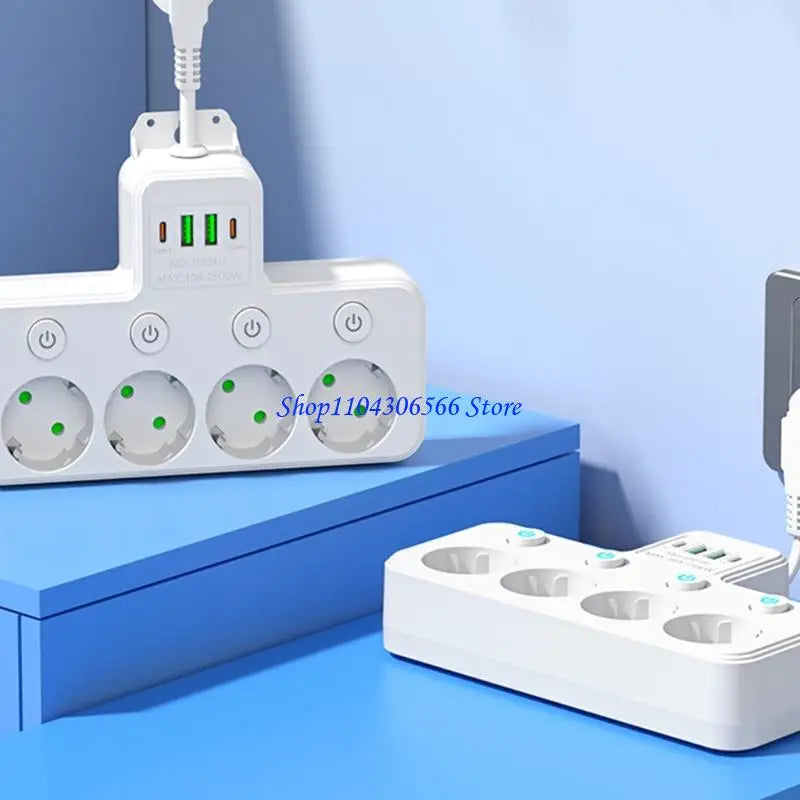 Wall Mount Adapter – 5 Outlets, 2 USB-A & 2 USB-C Charging Ports Wall Power Adapter HIP