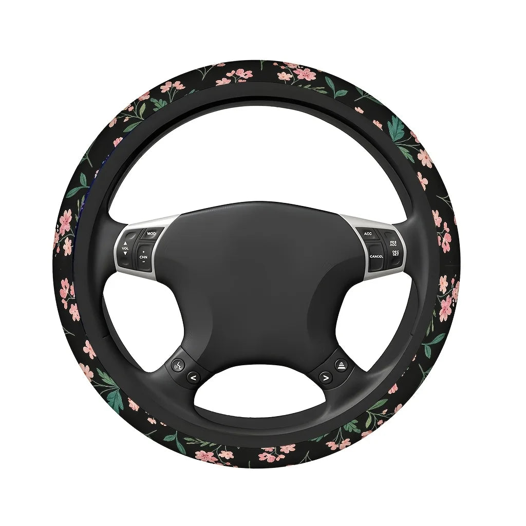Pink Flower Steering Wheel Cover – Soft, Breathable, All-Season Steering Wheel Cover HIP