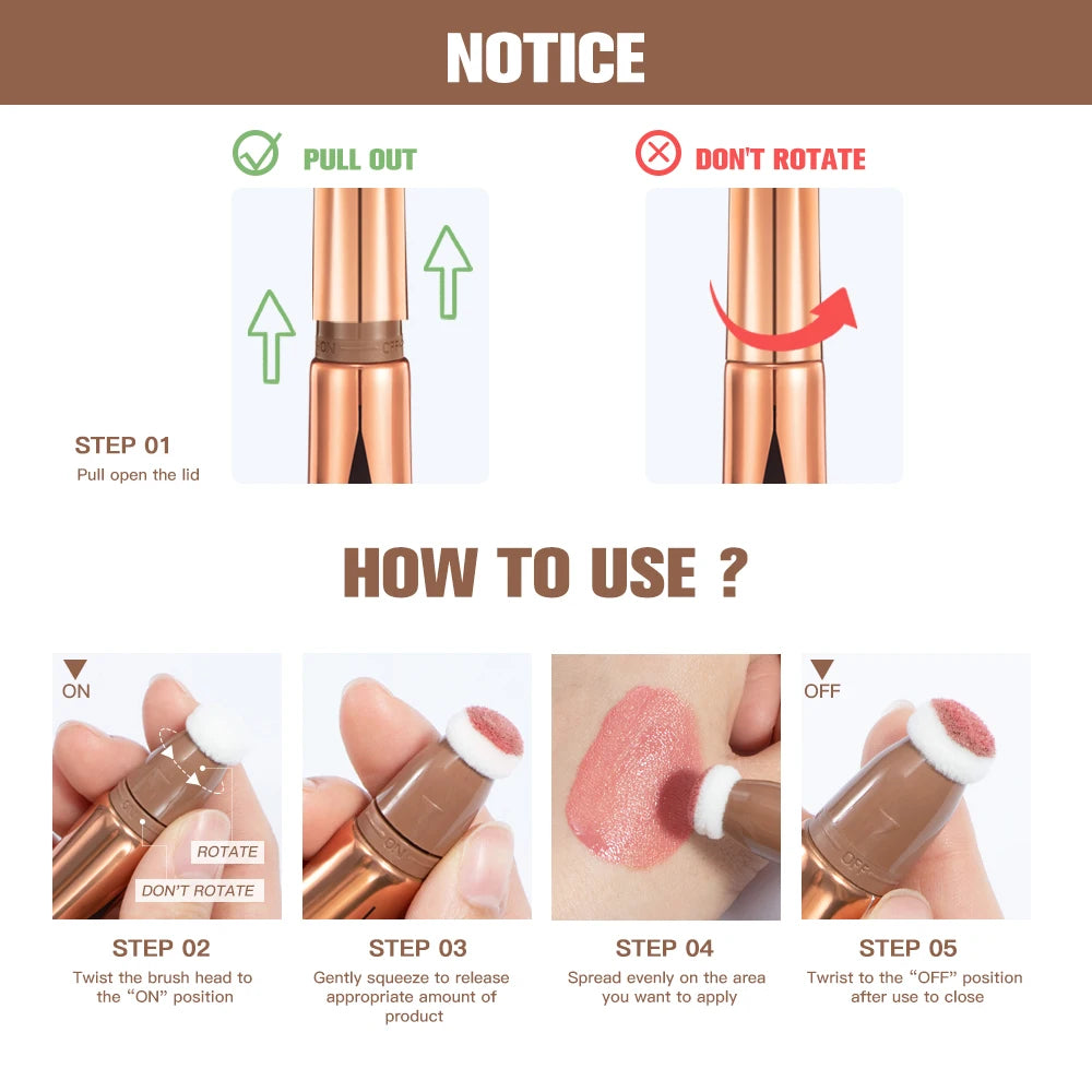 New Cream Bronzer Contour Blusher Beauty Wand Highlighter Blush With Cushion Liquid Face Bronzer Wand Stick Applicator Makeup HIP