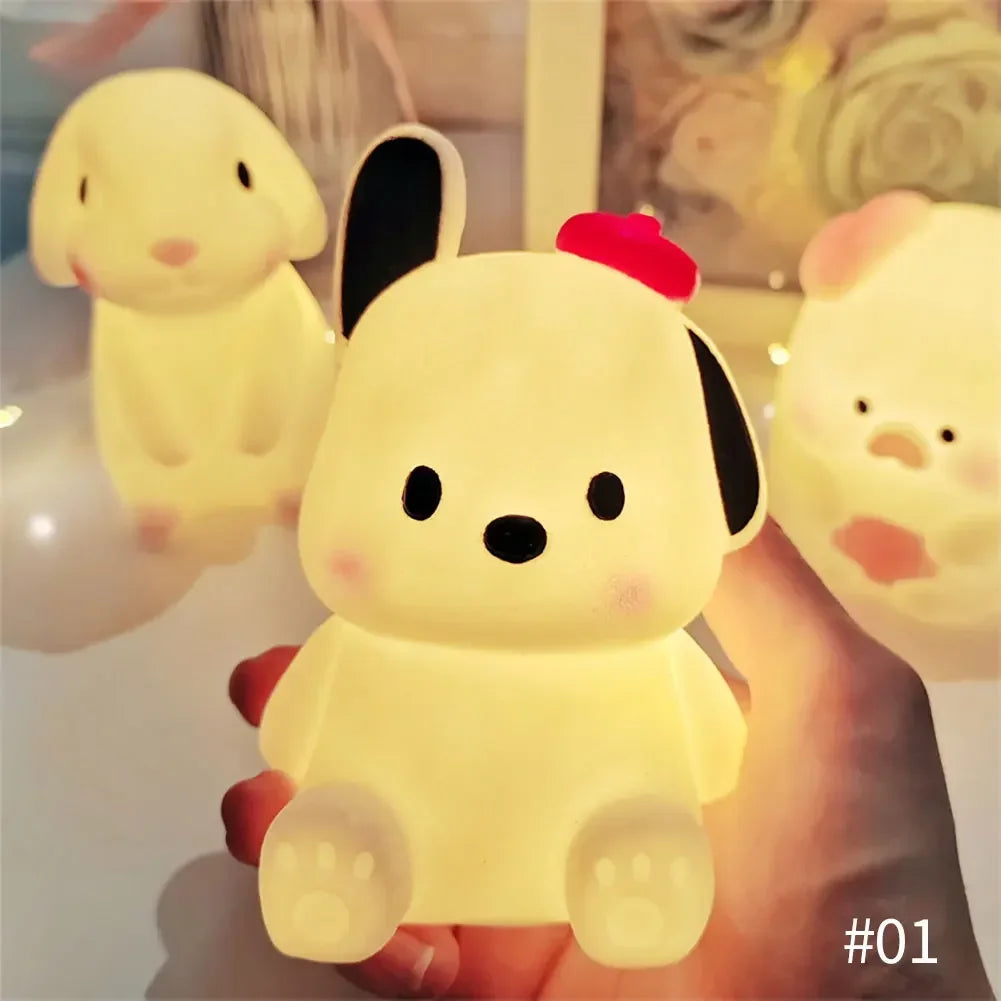 Vinyl Night Light Bedroom Decor Lights Button Battery Powered Moonlight Cartoon Animal Lamps Children Gift Decorative Lamp HIP Dog