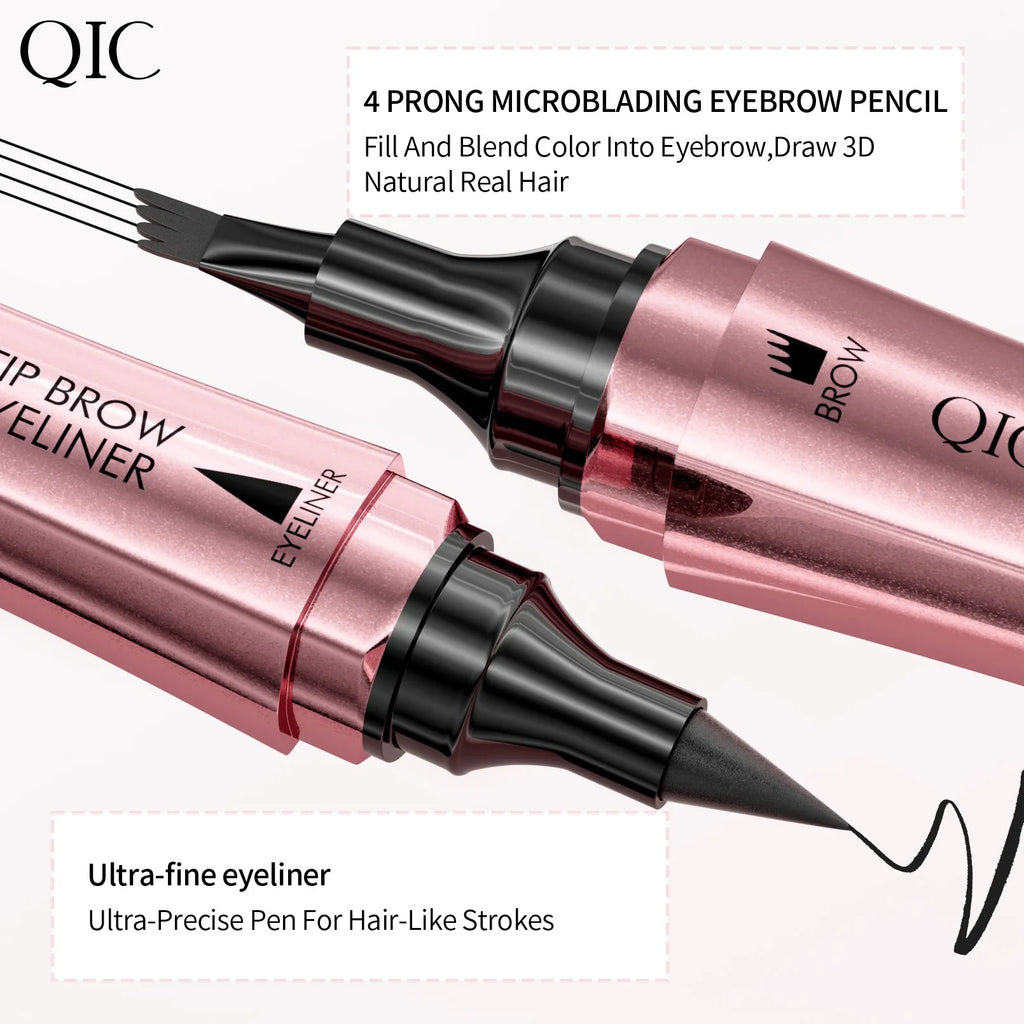 4 Fork Tip Eyebrow Eyeliner Pencil Waterproof 2IN1 4Point Microblading Liquid Wild Eyebrow Tattoo Pen Lasting Fine Sketch Makeup HIP