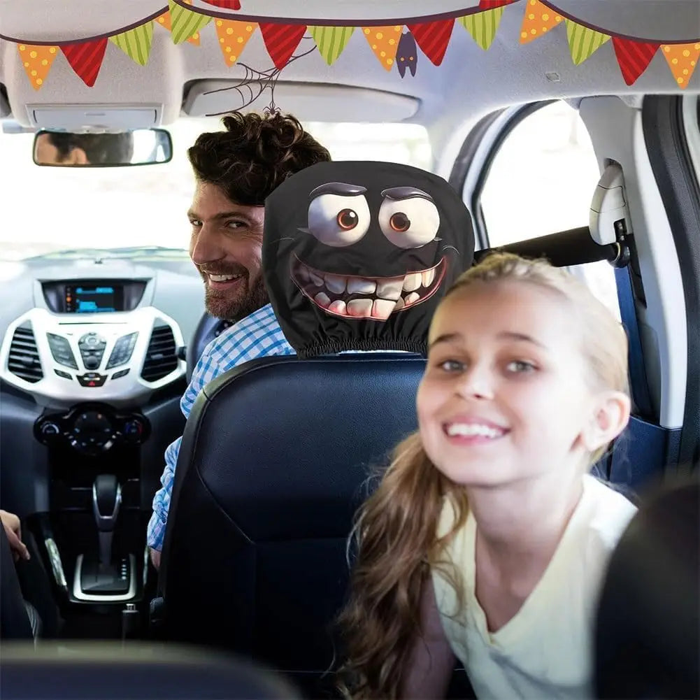 Funny Cartoon Car Headrest Covers – 2PCS Universal Fit Car Headrest Cover HIP