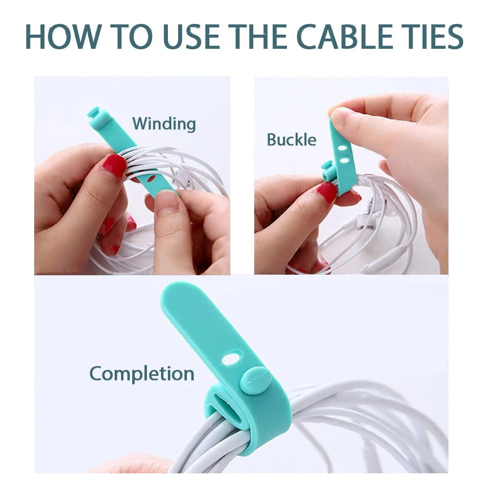 20-Pack Silicone Cable Ties – Cord Organizer & Wire Winder Cable Organizer Ties HIP