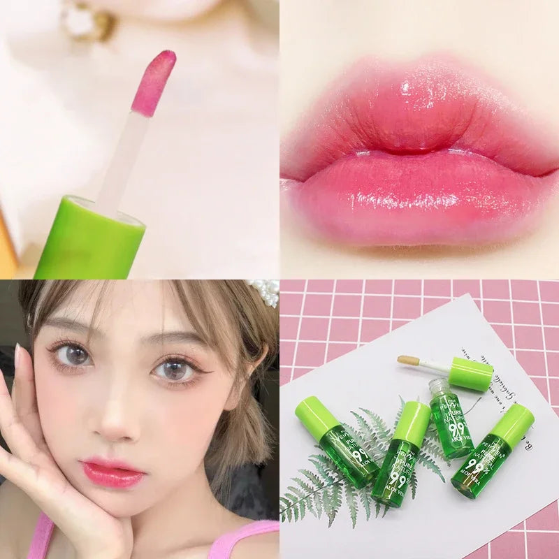 Natural Aloe Lipstick Lip Tint Long Lasting Waterproof Moisturizing Nourish Color Lip Gloss Changeable Color Lips Tick Lip Balm HIP 1Pcs