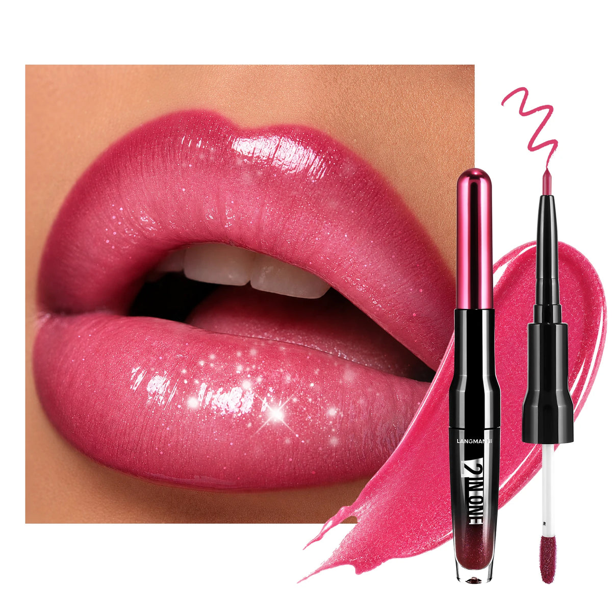 Dual End Wine Bottle Lip Makeup Matte Lip Liner Pen Mirror Glossy Lipgloss Long Lasting Moisturizing Shiny Lip Contour Cosmetic HIP 12