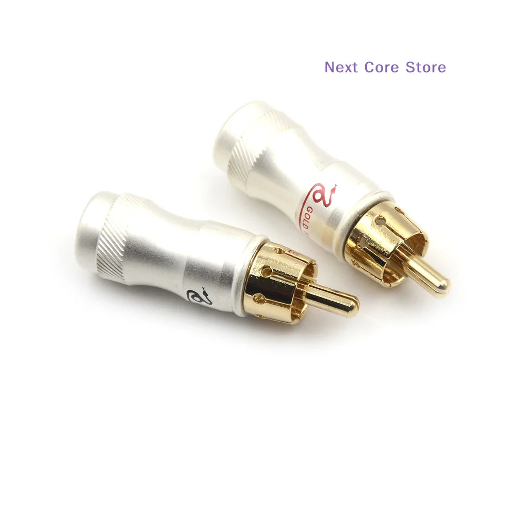 4-Pack Gold-Plated Male Plug HiFi Audio Connector Adapter Audio Connector Adapter HIP