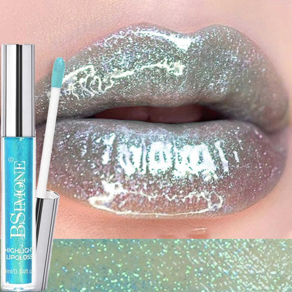Glitter Lip Gloss Lipstick Lip Tint Moisturizing Hydrating Lasting Non-Stick Cup Waterproof Highlight Lip Glaze Plumper Makeup HIP 04