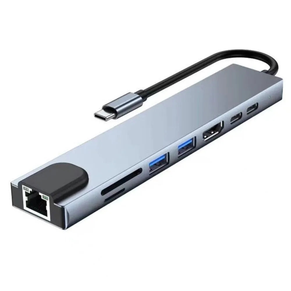 8-in-1 USB-C Hub | 4K HDMI, RJ45, SD/TF, PD Charging USB-C Docking Hub HIP WHITE
