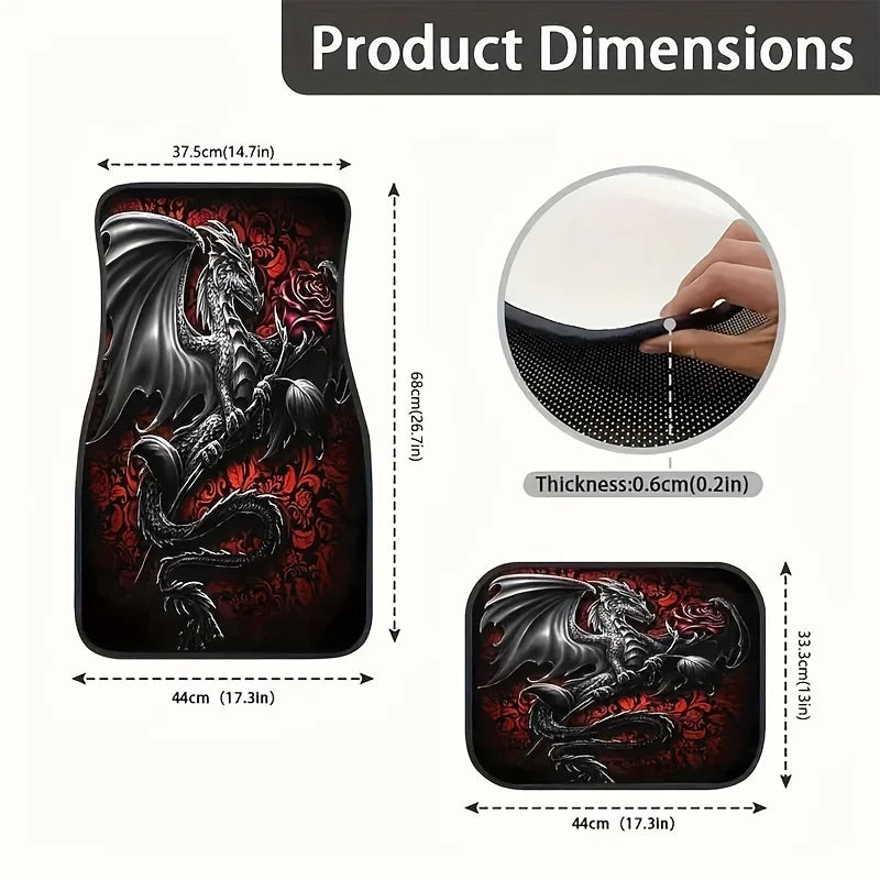 Dragon & Rose Car Floor Mats Set of 4 – Universal Non-Slip Car Floor Mats HIP