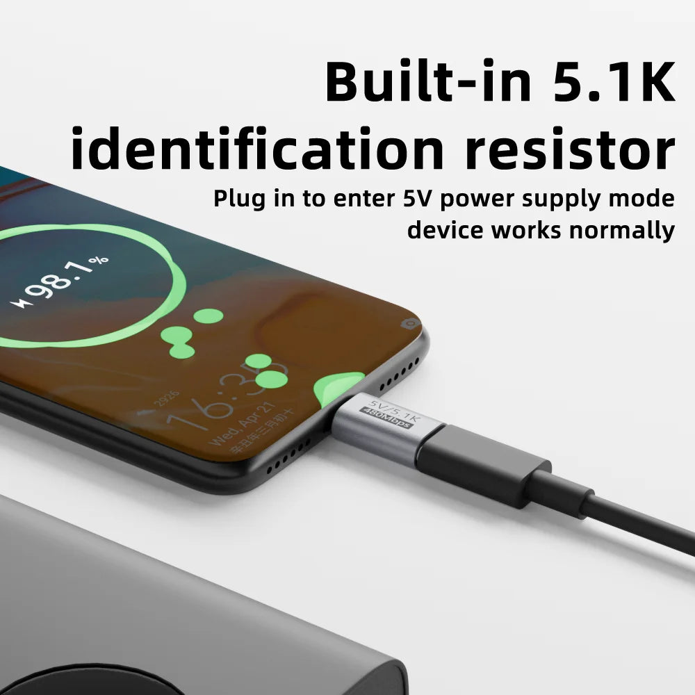 USB-C 5.1K Resistor Charging Adapter – 5V Overvoltage Safe USB-C Charging Adapter HIP