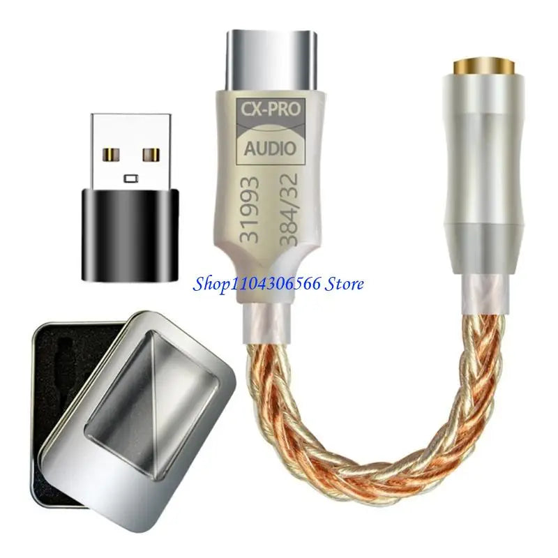 USB-C to 3.5mm DAC Headphone Adapter | 32-bit Hi-Res Audio DAC Headphone Adapter HIP Golden CN