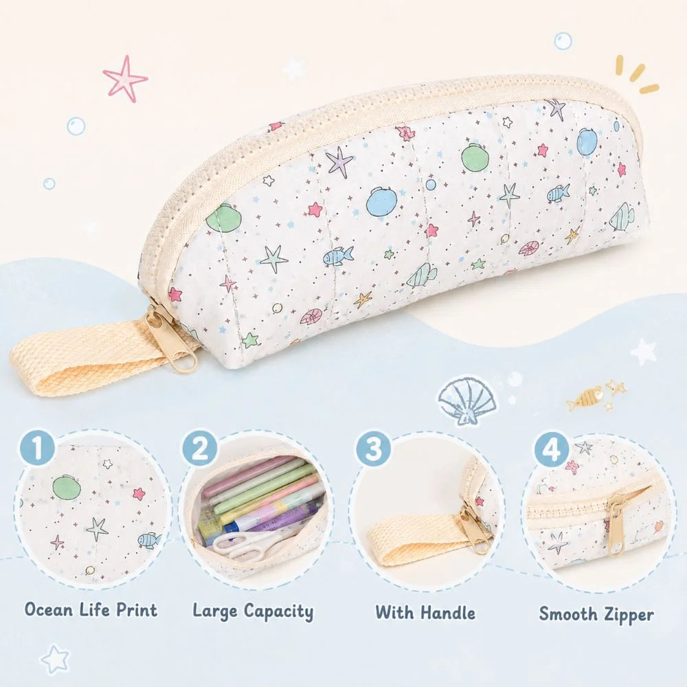 Ocean Print Pencil Case – Large Capacity Zipper Pen Bag Pencil Case HIP