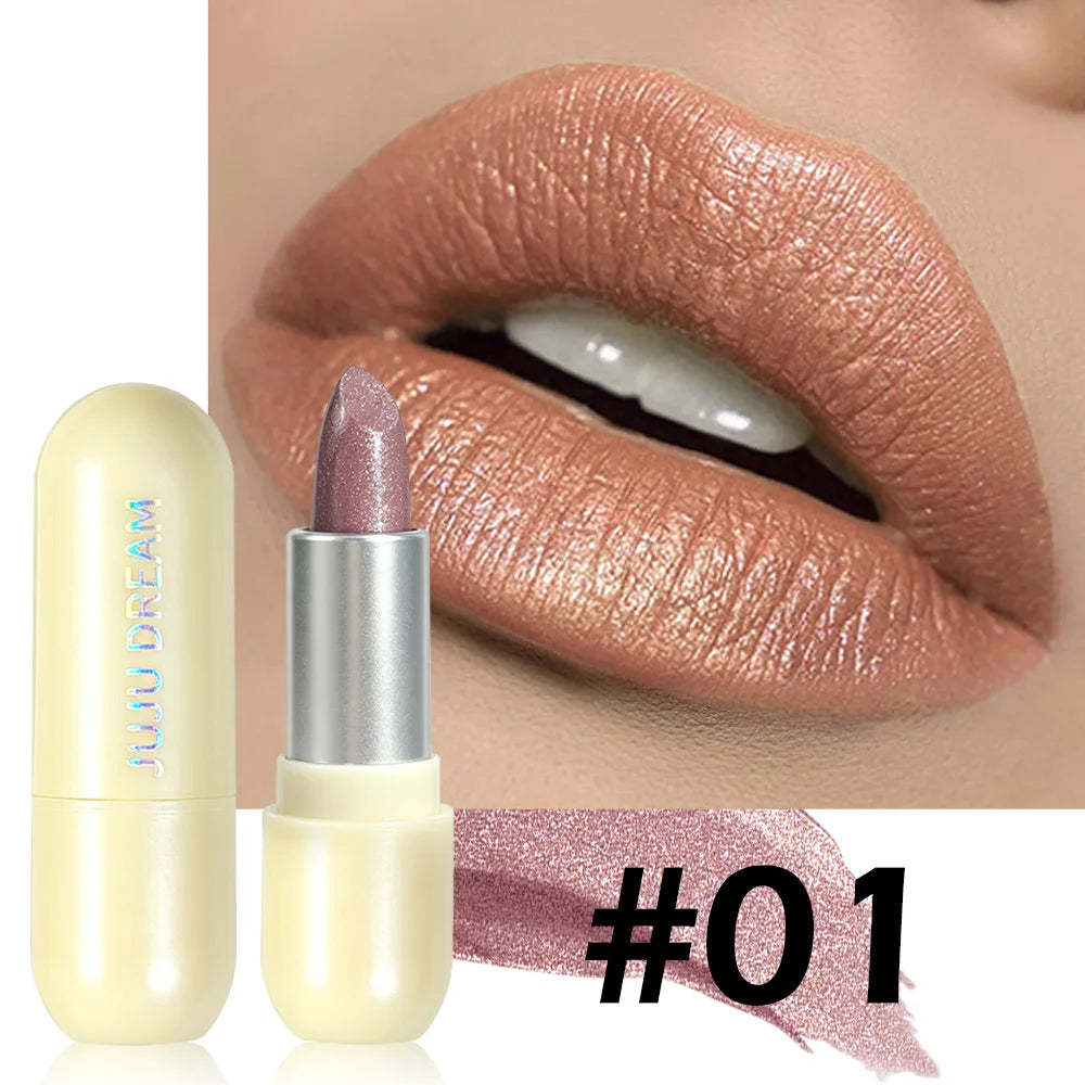 JUJU Dream Metallic Shimmer Lipstick – Waterproof & Hydrating Metallic Shimmer Lipstick HIP 01