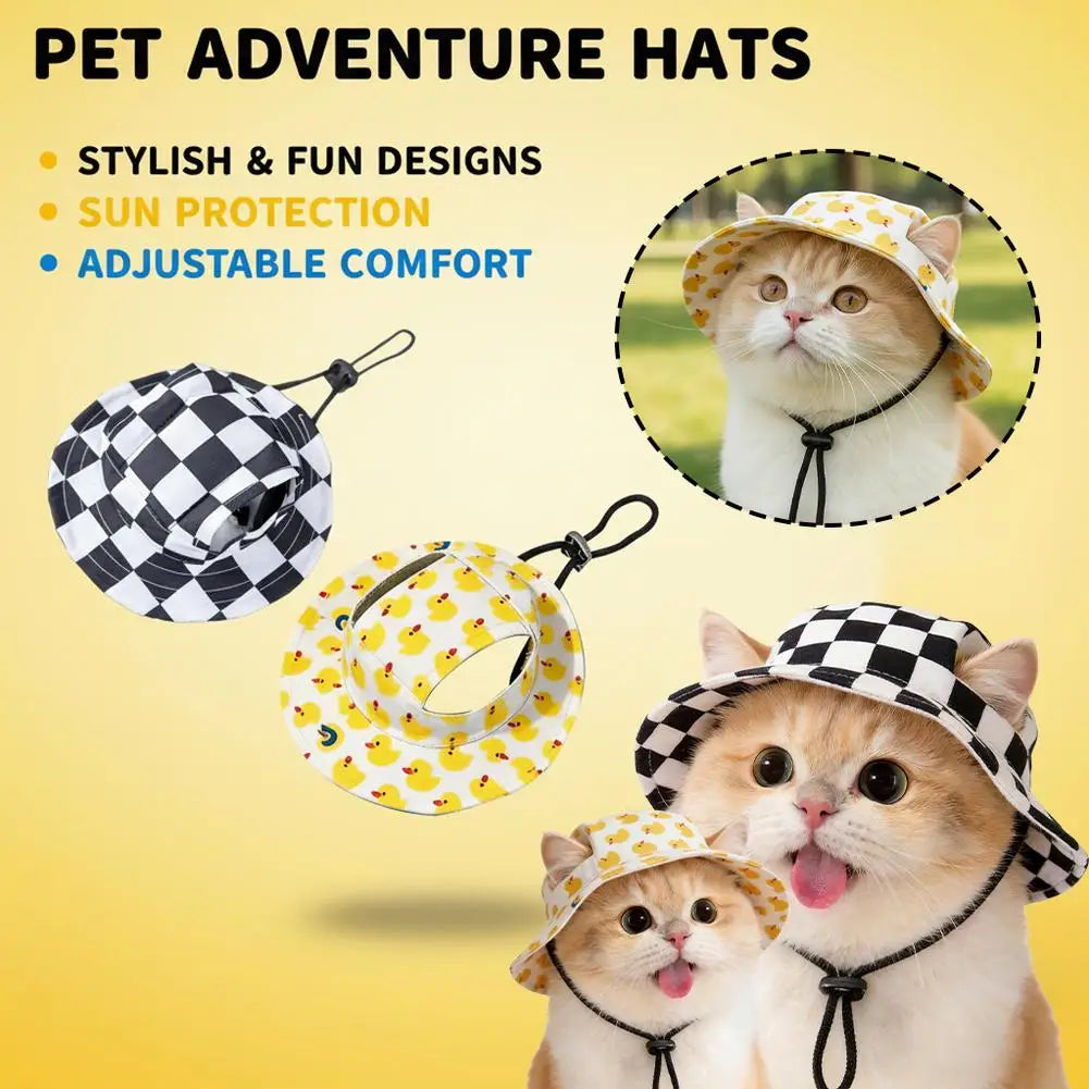 Adjustable Dog Hat Cute Print Cap for Puppies and Small Breeds, Pet Sun Protection Hat for Walking Outdoor Activities HIP