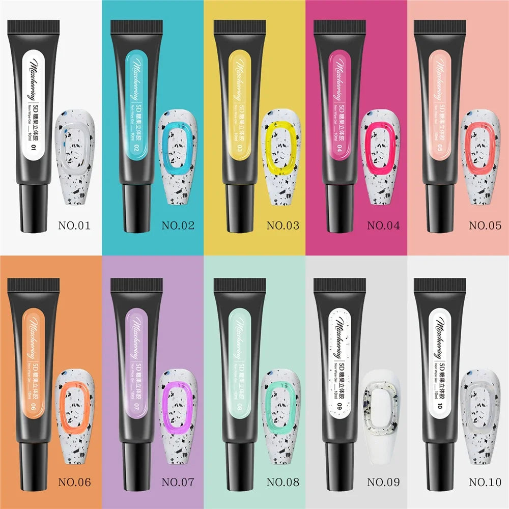 3D Pudding Gel 12ml Tube Emboss Korean Style Nail Design Painting Full Coverage Super Texture Gel Pigmented Paint Liner Gel HIP