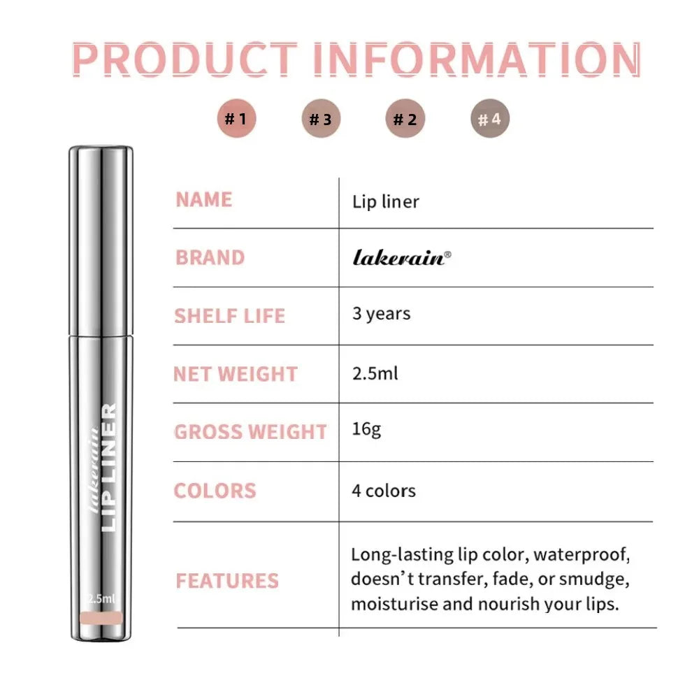Lakerain Peel-Off Lip Liner – Waterproof Matte Lip Tint 4 Colors Peel-Off Lip Liner HIP