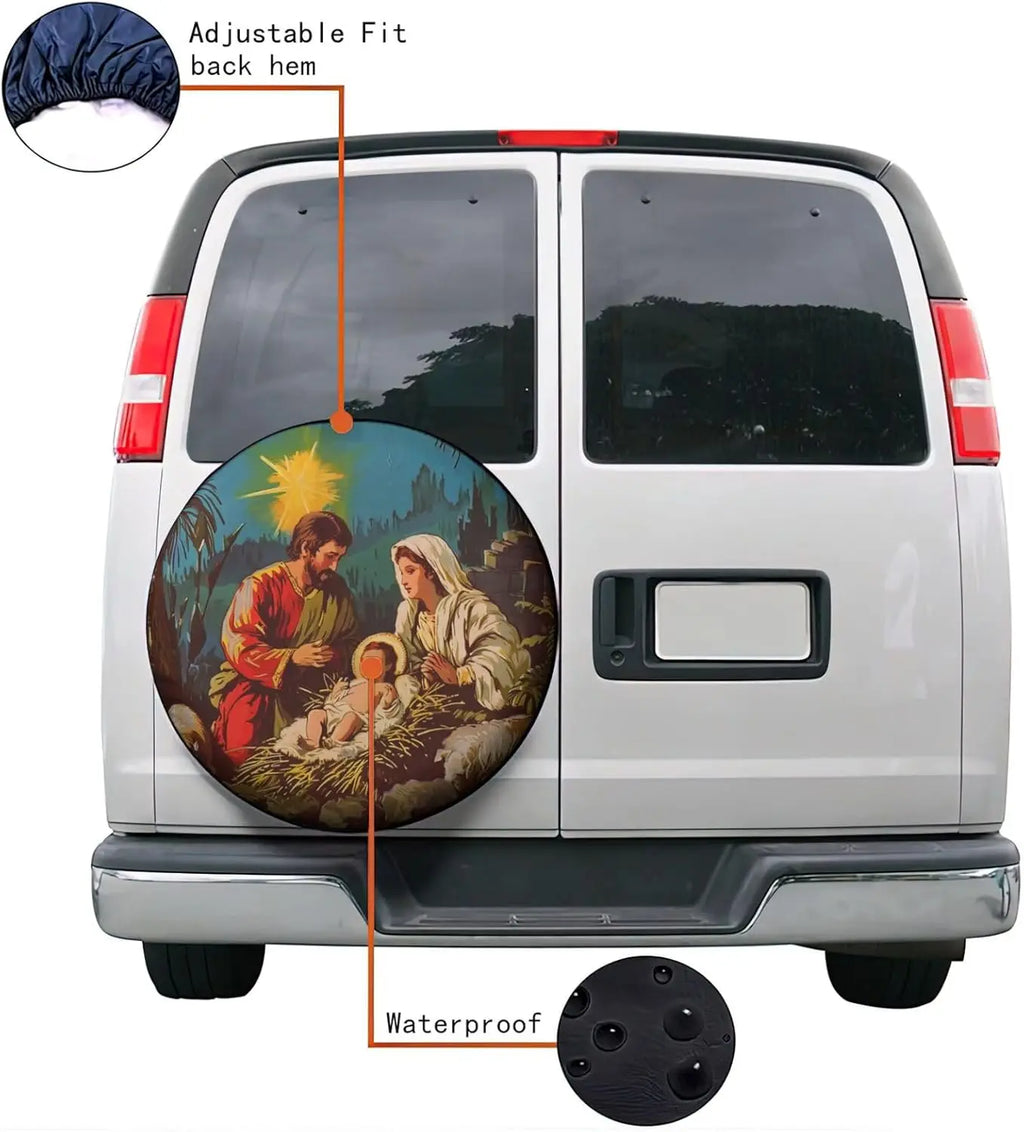 Christmas Nativity Spare Tire Cover – RV SUV Truck Weatherproof Spare Tire Cover HIP