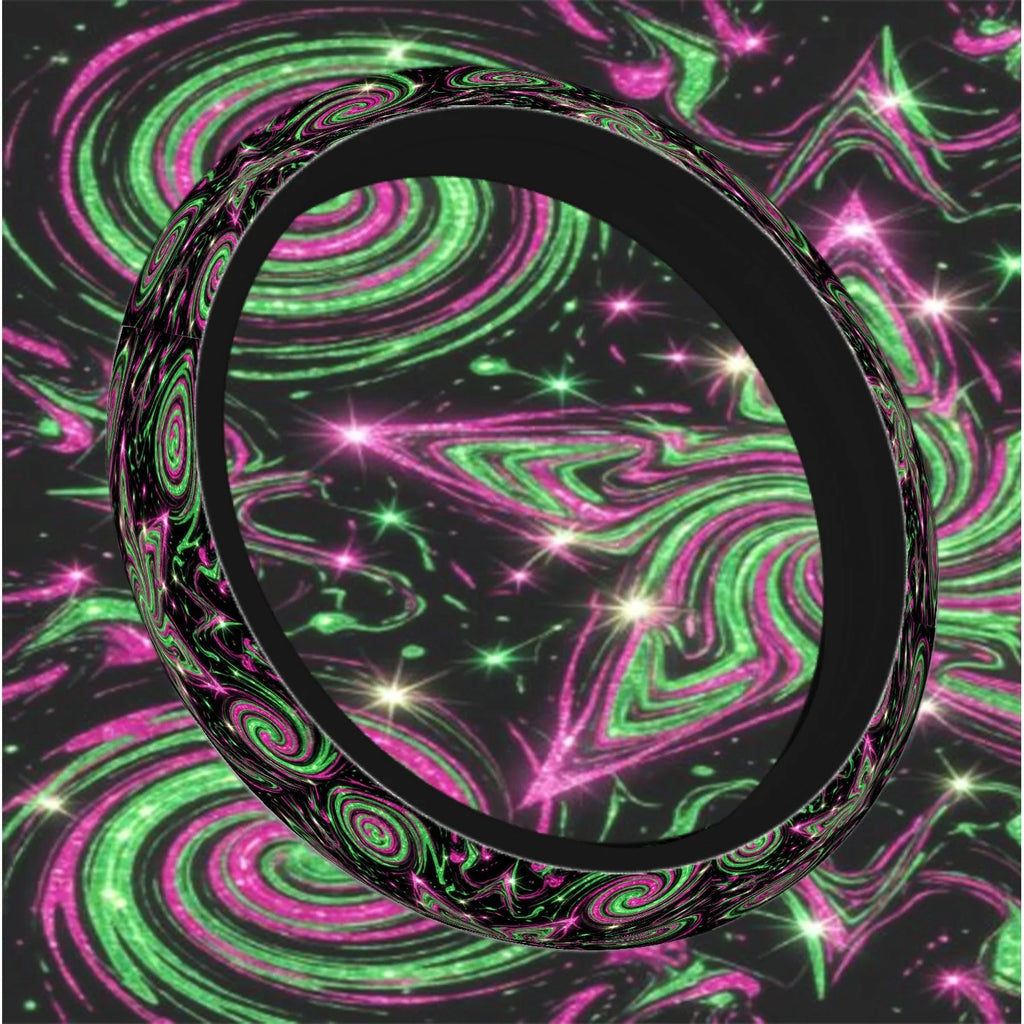 Glittery Swirl Star Steering Wheel Cover – Anti-Slip 15" Steering Wheel Cover HIP
