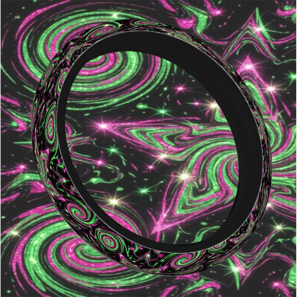 Glittery Swirl Star Steering Wheel Cover – Anti-Slip 15" Steering Wheel Cover HIP
