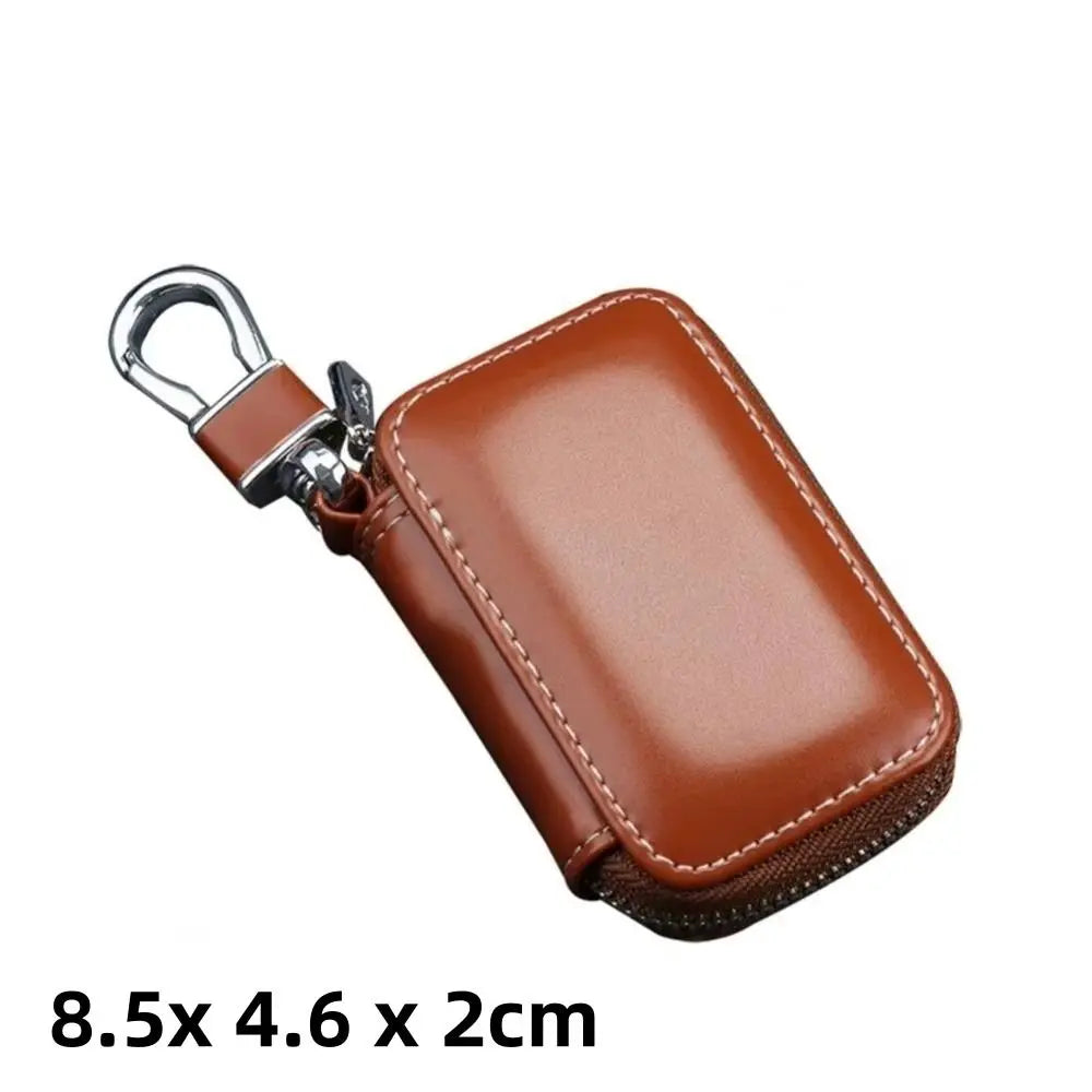 Leather Key Wallet Pouch – Zipper Key Holder for Men & Women Leather Key Wallet HIP