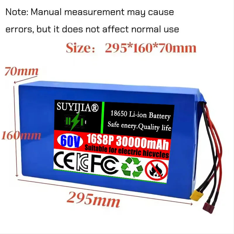 60V 30Ah Lithium-Ion Battery Pack 16S8P Built-In BMS | SUYIJIA Lithium Battery Pack HIP