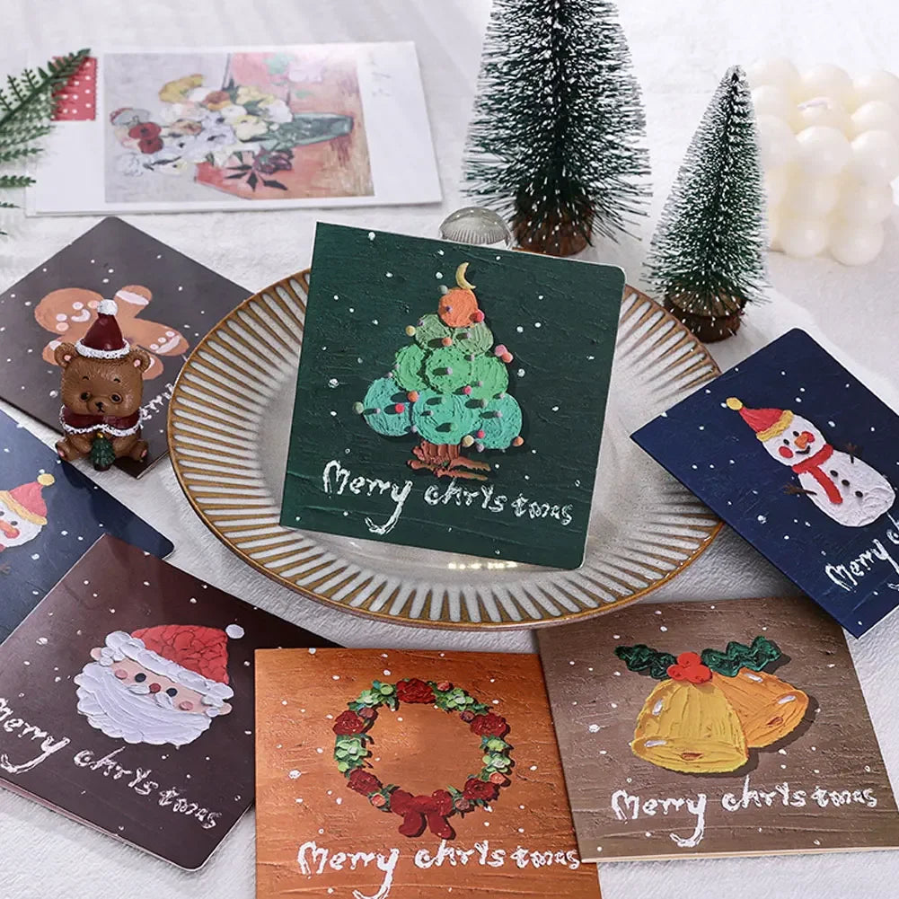 New Christmas Gift Envelope Card 6pcs 3D with Envelope Stickers Santa Claus Folding Gift Card New Year Party Invitation Card HIP