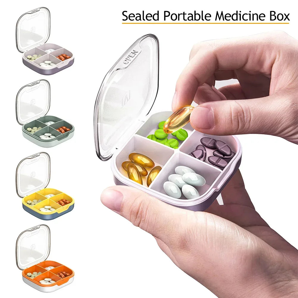 Waterproof 4/6 Grid Sealed Portable Medicine Box Transparent Medicine Multi-functional Subpackage Medicine Box Storage Box HIP