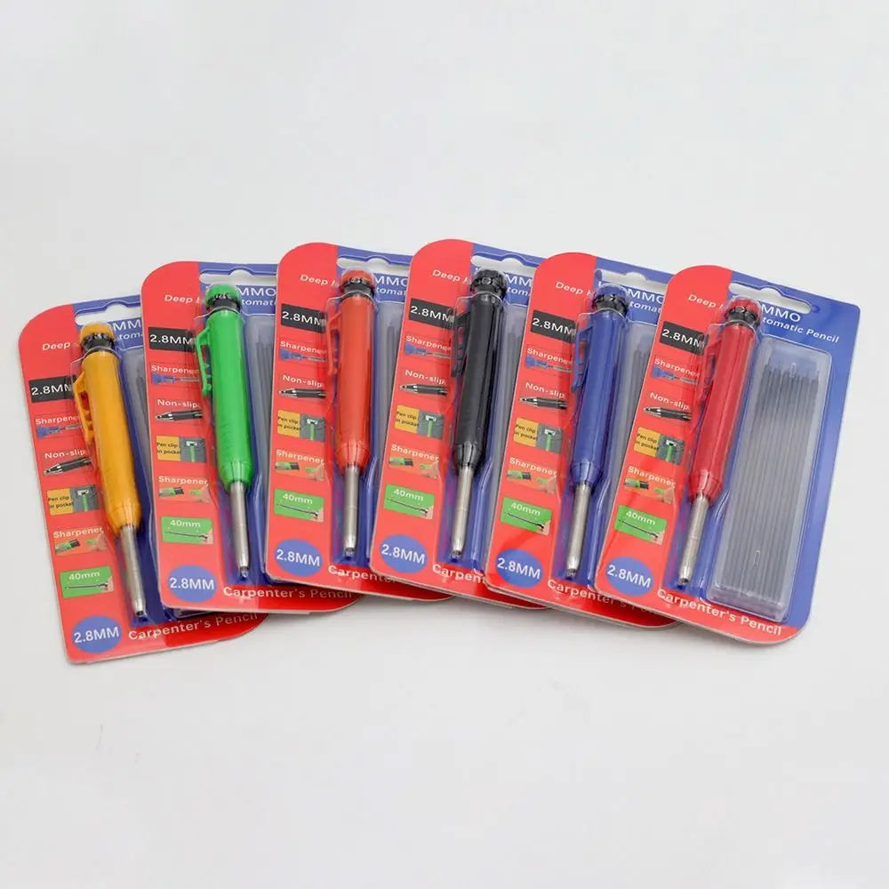 2.8mm Carpenter Pencil with Built-In Sharpener & Deep Tip Carpenter Marking Pencil HIP