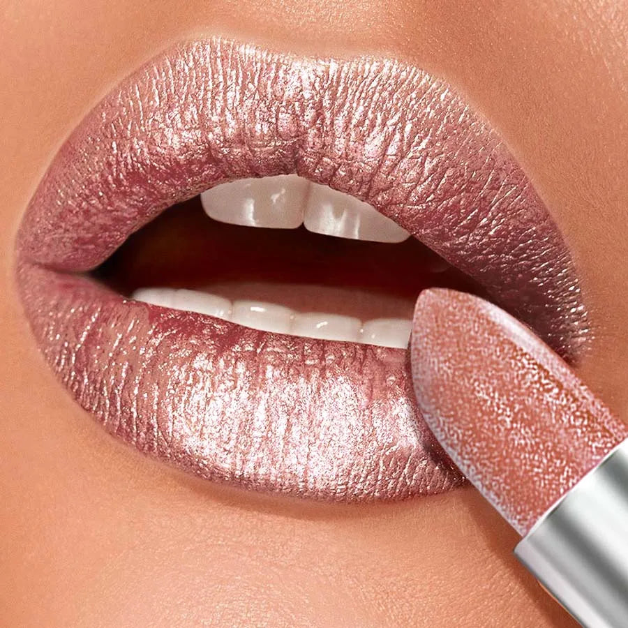 1PC Metallic Lipstick Longlasting Glitter Lip Glaze Waterproof Moisturize Red Luminous Liptint Shimmer Shiny Lipgloss Makeup HIP