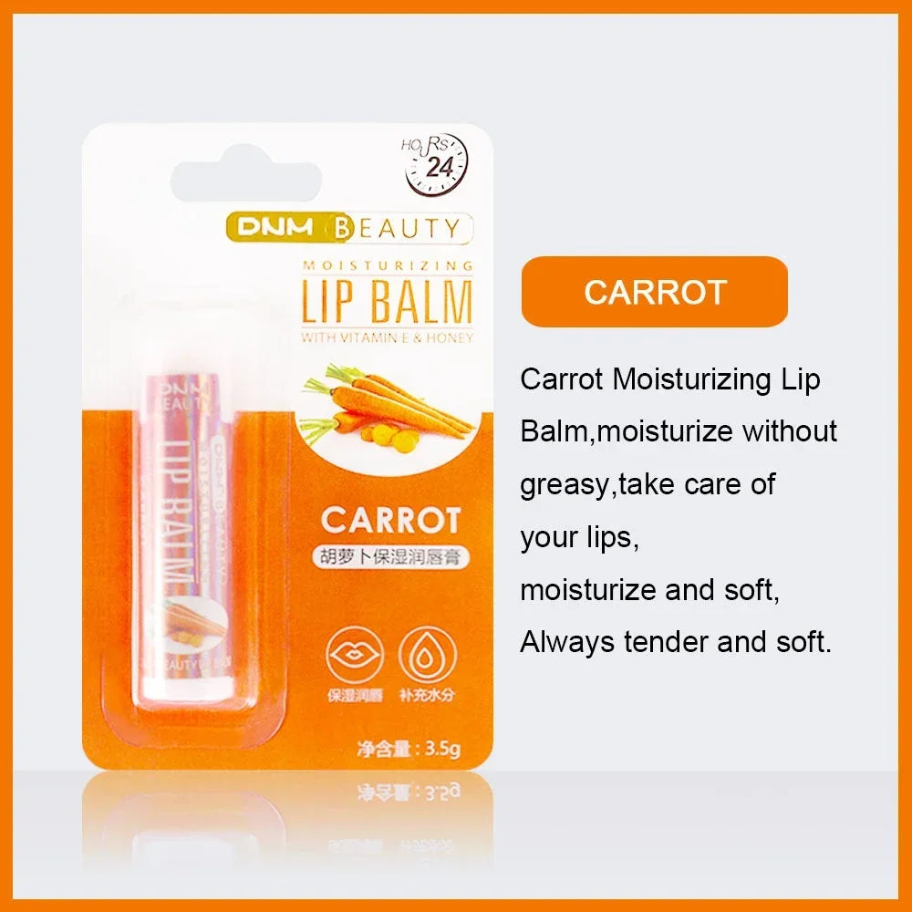 Fruit Lip Balm Winter Fashion Moisturizing Lip Oil Long-Lasting Clear Transparent Natural Aloe Lipstick Lip Care Lipstick Makeup HIP Carrot