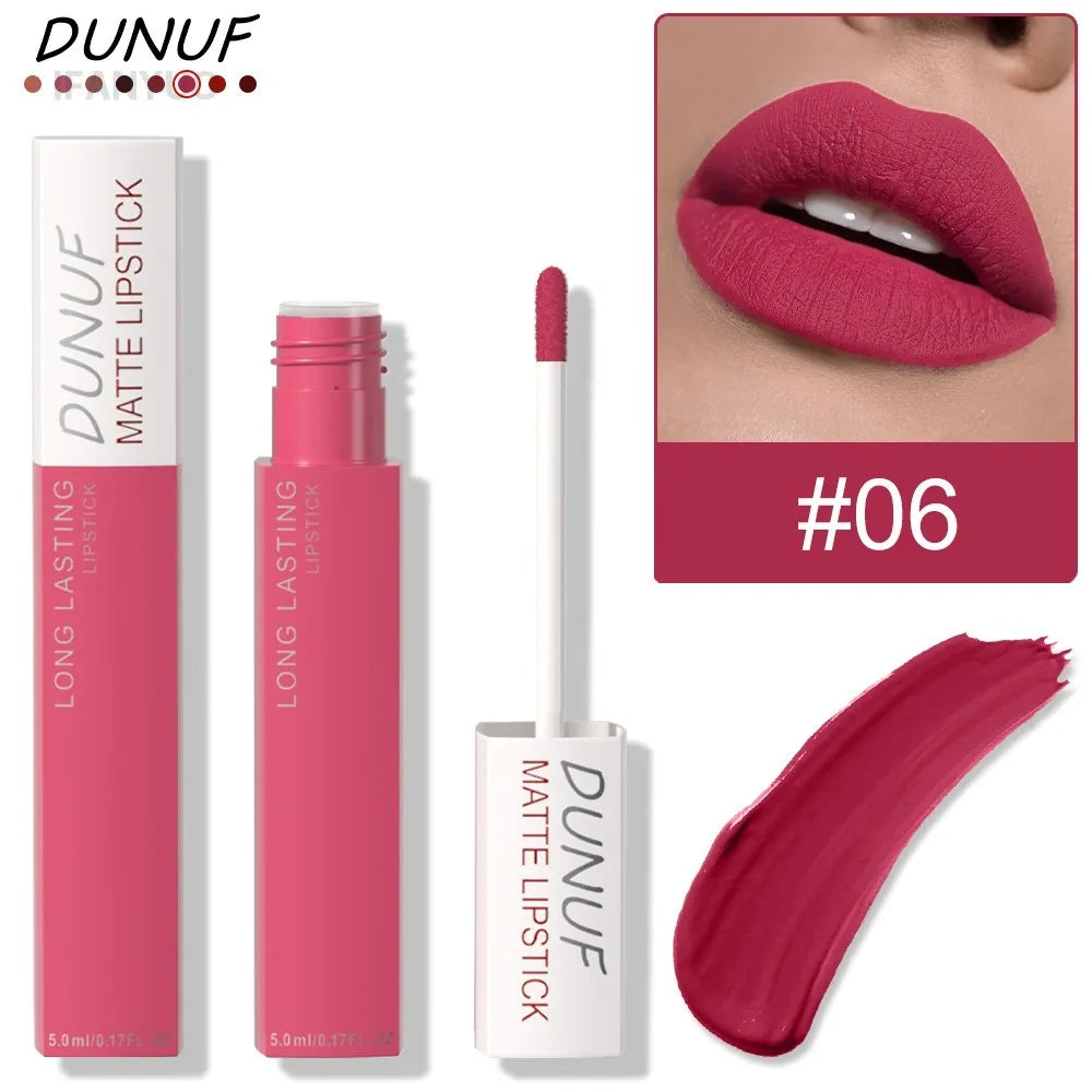 8 Colors Liquid Lipstick Nude Orange Brown Matte Velvet Lip Glaze Non-stick Cup Not Easy To Fade Clay Lip Gloss Lipstick Makeup HIP