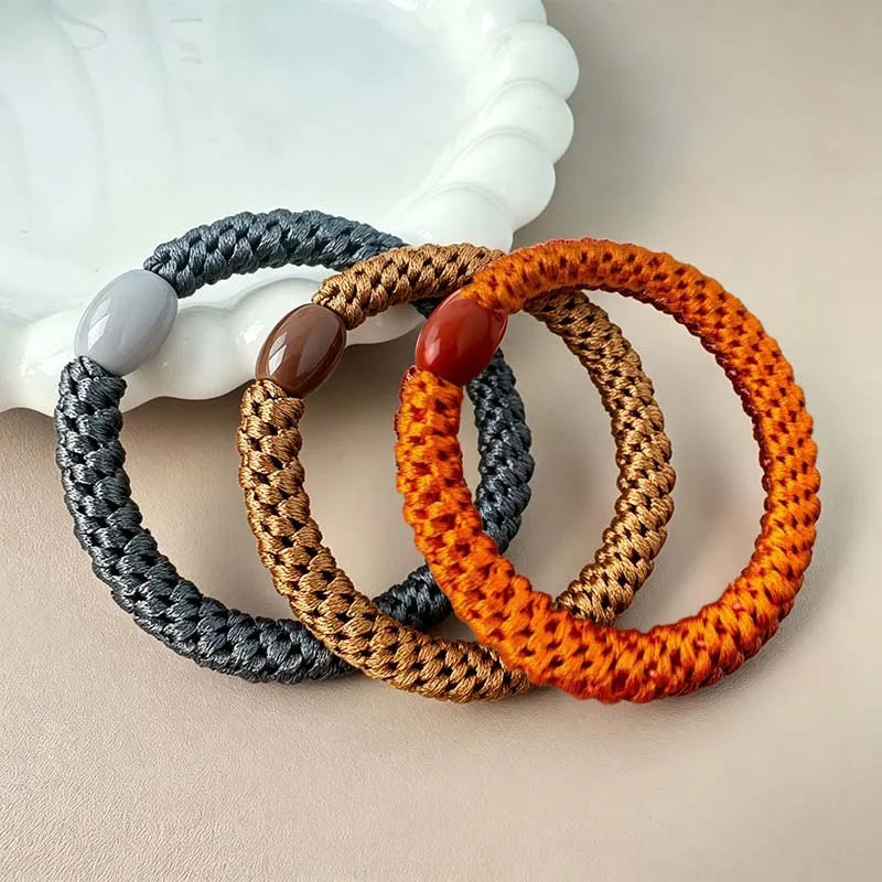 Weave High Elasticity Sports Rubber Band No Crease Non-slip Soft Hair Band For Sport Not falling & Women Ponytail Braiders Tool HIP 36-37-38-3Pc
