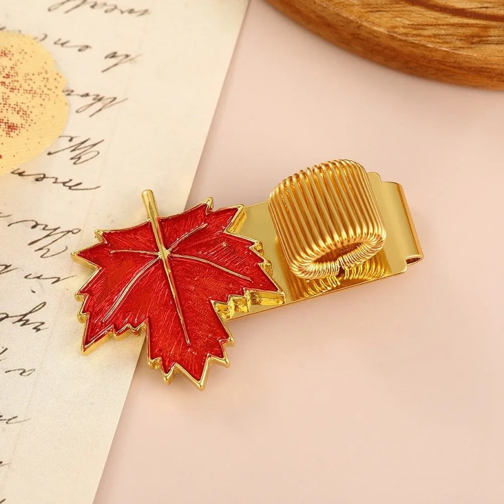 Maple Leaf Metal Pen Loop Holder Bookmark for Notebooks Pen Clip Bookmark HIP