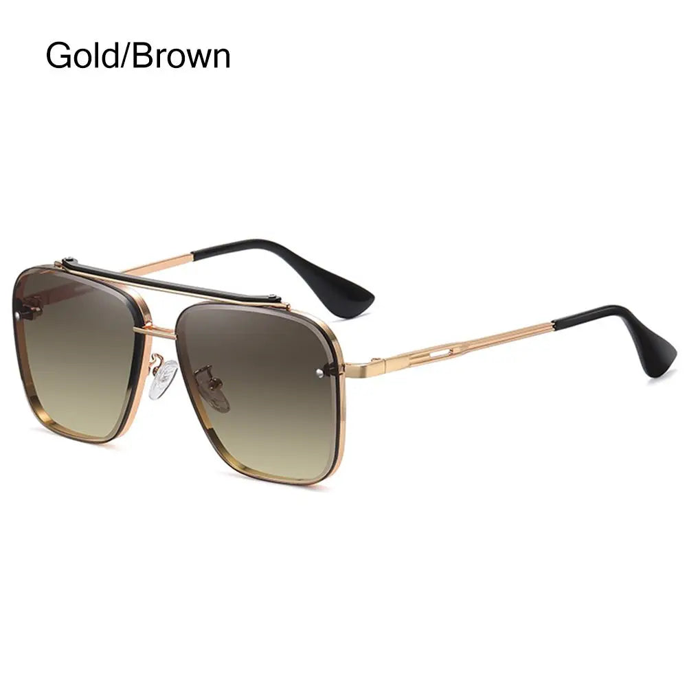 Metal Frame UV400 Sunglasses – Unisex Punk Driving Shades Fashion Sunglasses HIP Gold Brown