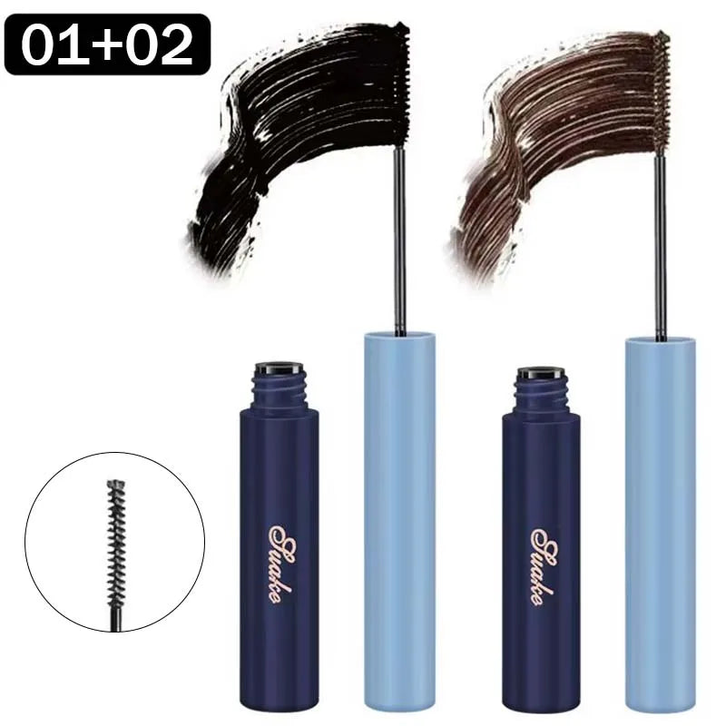2/1pcs Black Brown Mascara Extra Volume Ultra-fine Small Brush 3D Lengthens Waterproof Natural Women Makeup Korean Cosmetics HIP C Black and Brown